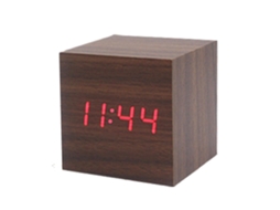 Despertador Digital Led Duplo Alarme Madeira Pequeno Cubo NEVEANCE