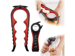 Conjunto 2 Abridores Multifunções - Abridor 10 Em 1 - Saca-rolhas - Abridor Cerveja - Pp/tpr/silicone/aço Inoxidável - Vermelho/preto