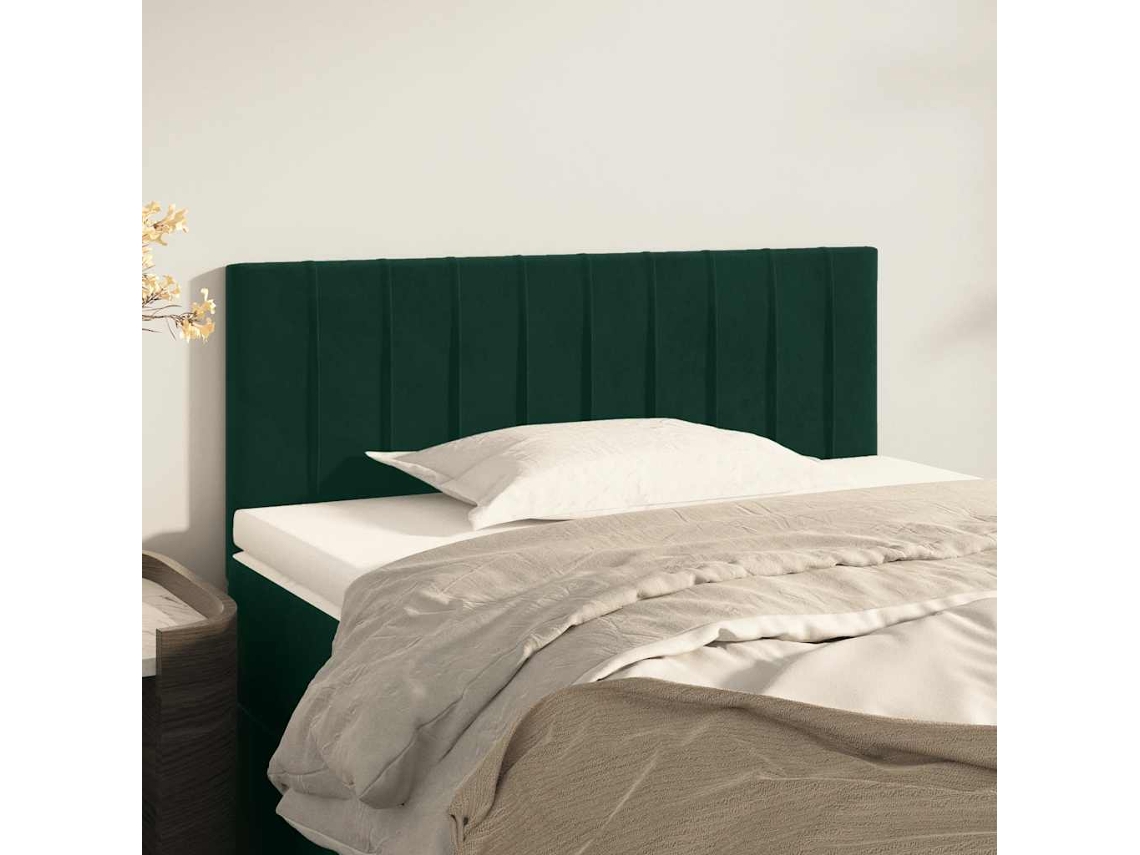 Vidaxl Cabeceira De Cama Veludo 80x5x78/88 Cm Verde-escuro