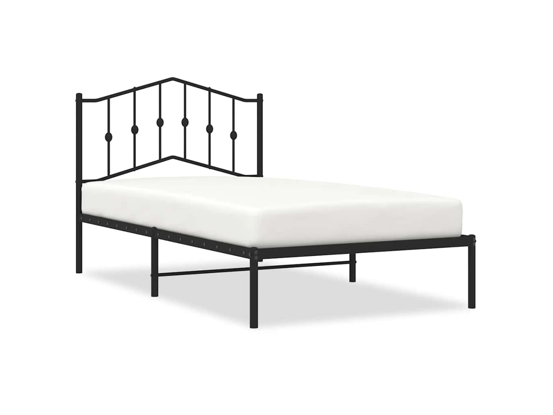 Estrutura de Cama com Cabeceira 100x190 Cm Metal Preto MAISON EXCLUSIVE
