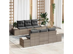 Vidaxl Conjunto de Sofá de Jardim 7 Pcs Cinzeto Vime Pe
