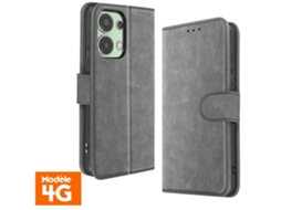 Capa Fólio Para Xiaomi Redmi Note 13 4g Pele Cinzento .