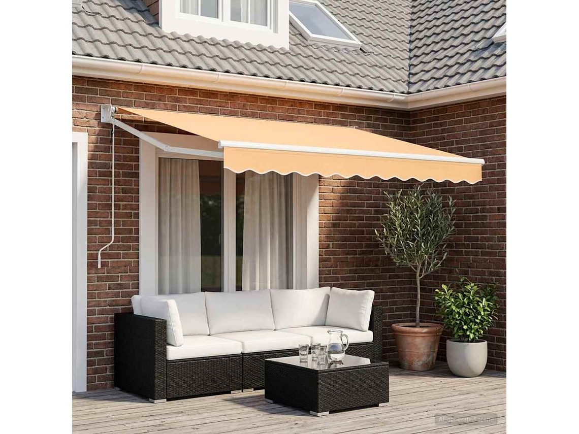 Vidaxl Toldo Retrátil Areia 2,5 X 2 M Poliéster E Metal