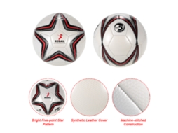 Bola de Futebol de Couro Sintético Inflável, Tamanho 5, Pu, com Design de Estrela, para Treino e Jogos, Adolescente