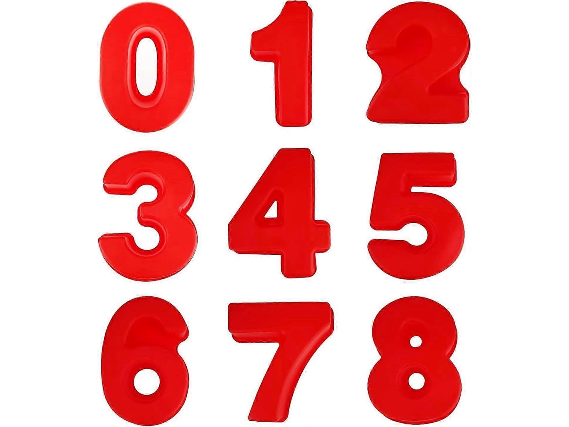 Molde digital grande de silicone 3D de 10 polegadas para bolo, com números (0-8) Aquaforge