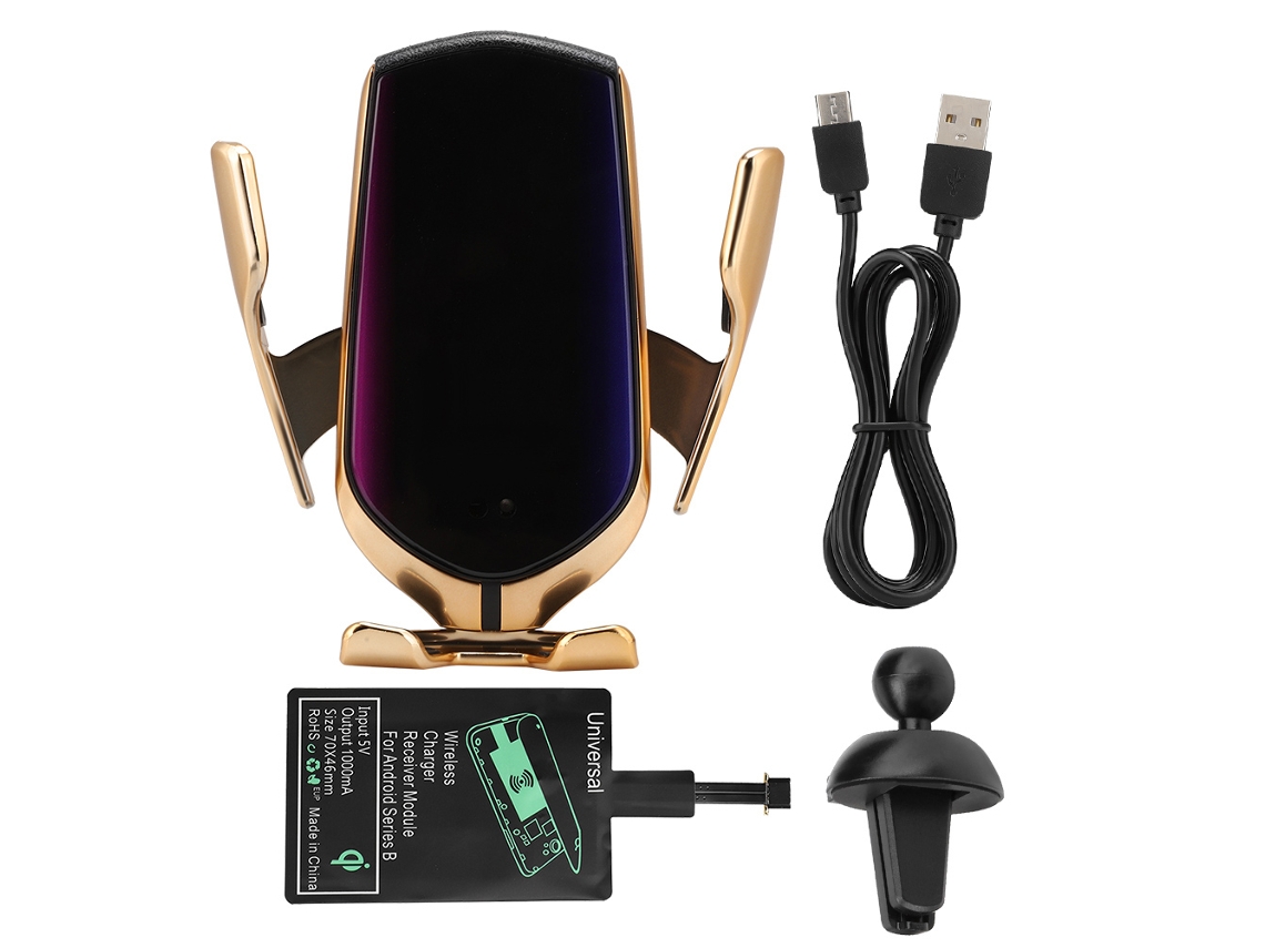 Cargador Sem Fio Para Carro R1 10w Com Fixação Automática Cor Dourada Para Receptor De Interface B Android