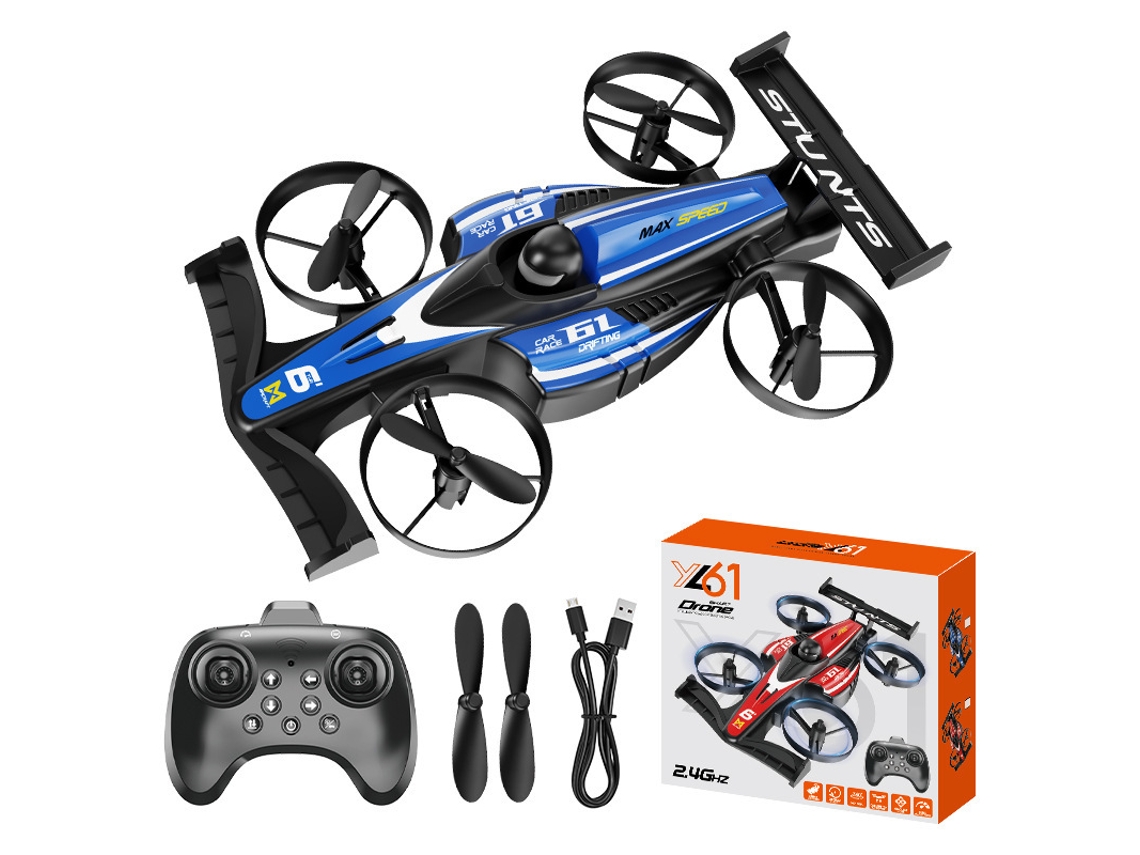 Veículo e Avião Duplo Função, Drone Acrobático com Derrapagem HALINUIA (azul 2 Bateria)