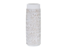 Vaso Oval Em Poliresina Nairobi Cm 19x12x50 Lavagem Única/branca