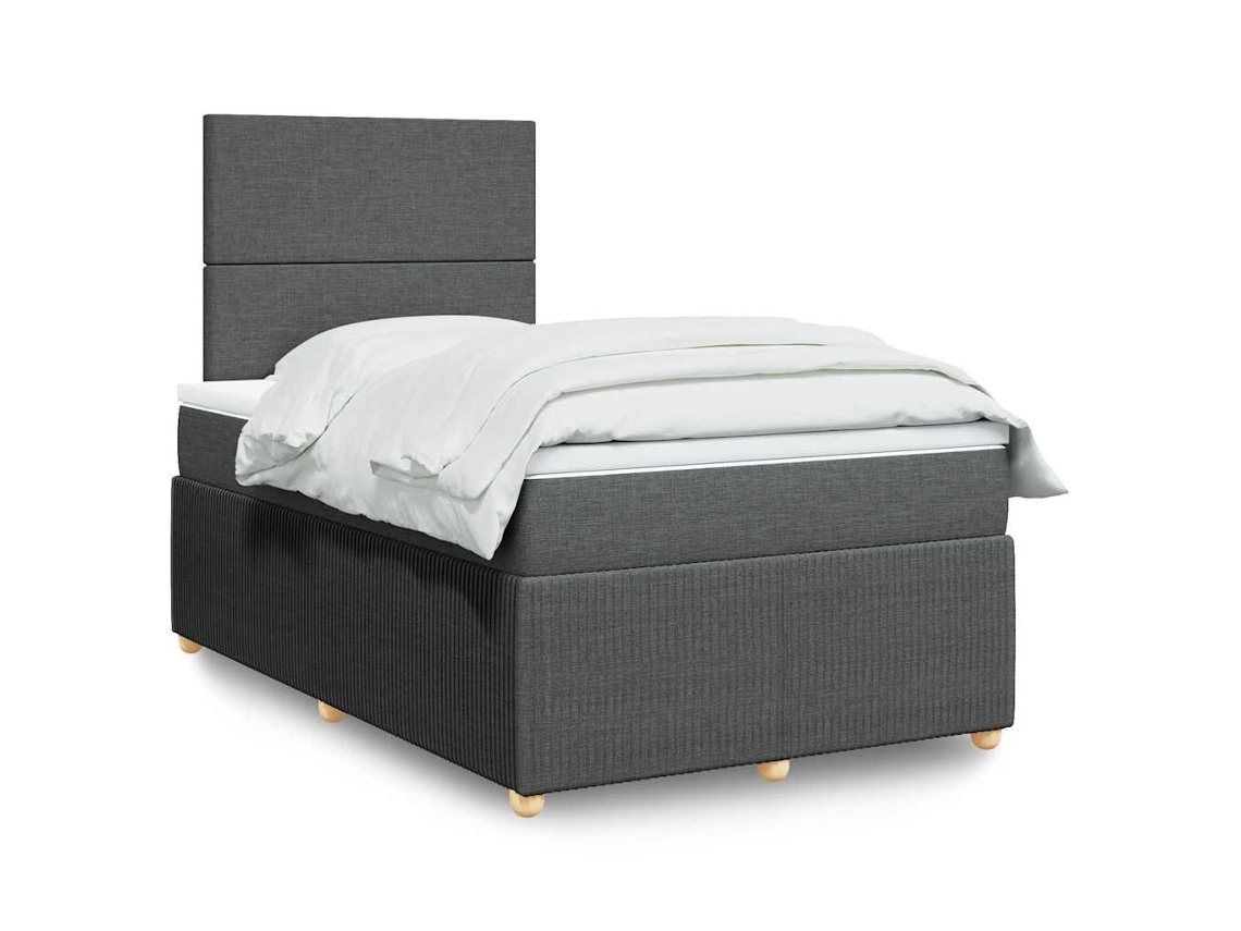 Vidaxl Cama Boxspring Com Colchão 120x190 Cm Tecido Cinzento-escuro