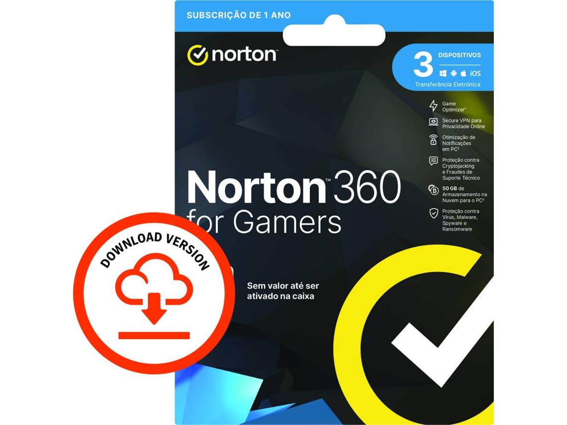 Software NORTON 360 Gamers (3 Dispositivos - 1 Ano - Windows e Smartphone - Formato Digital)