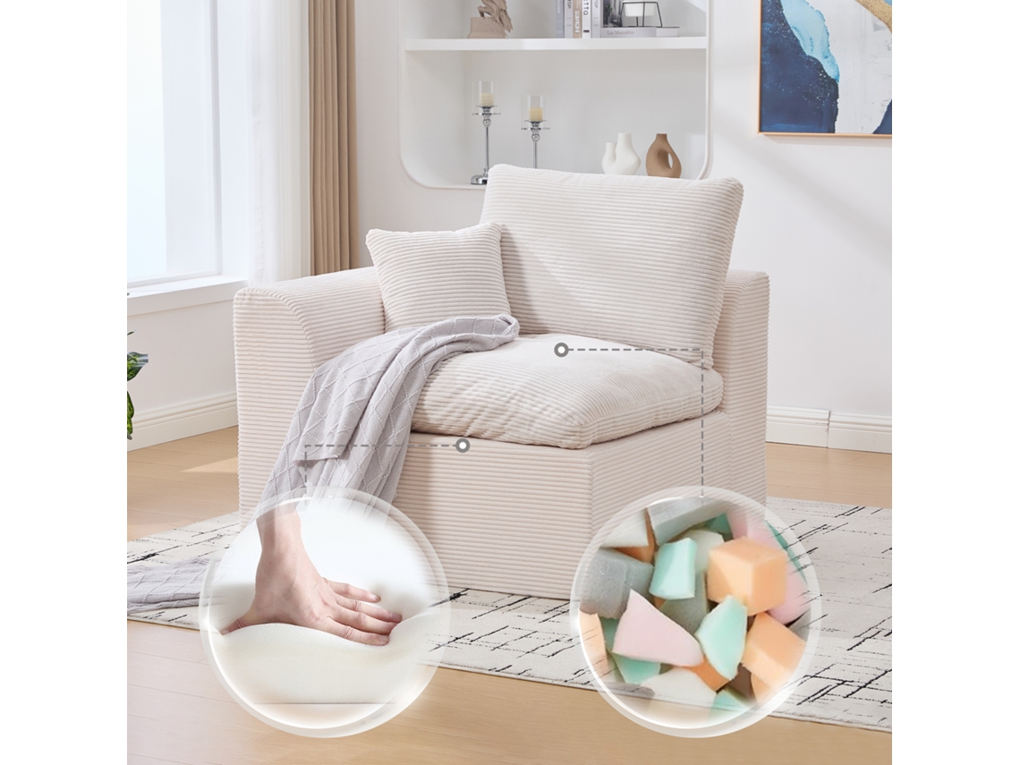 Poltrona Sofá Minimalista Moderna Em Tecido Com Almofada Estilo Nórdico Para Sala E Quarto