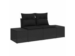 Conjunto de sofá de jardim 6 peças Preto Vime Pe MAISON EXCLUSIVE