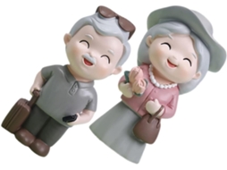 Conjunto De 2 Decorações Em Resina, Figuras Decorativas De Um Casal E De Idosos, Acabadas