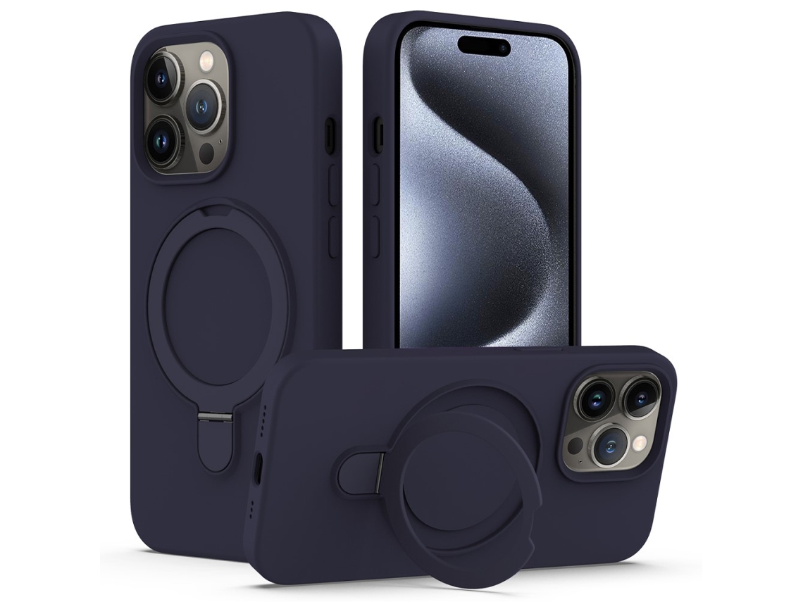 Suporte Casa Magsafe Meia Para Iphone 15 Pro Max Silicone Preto