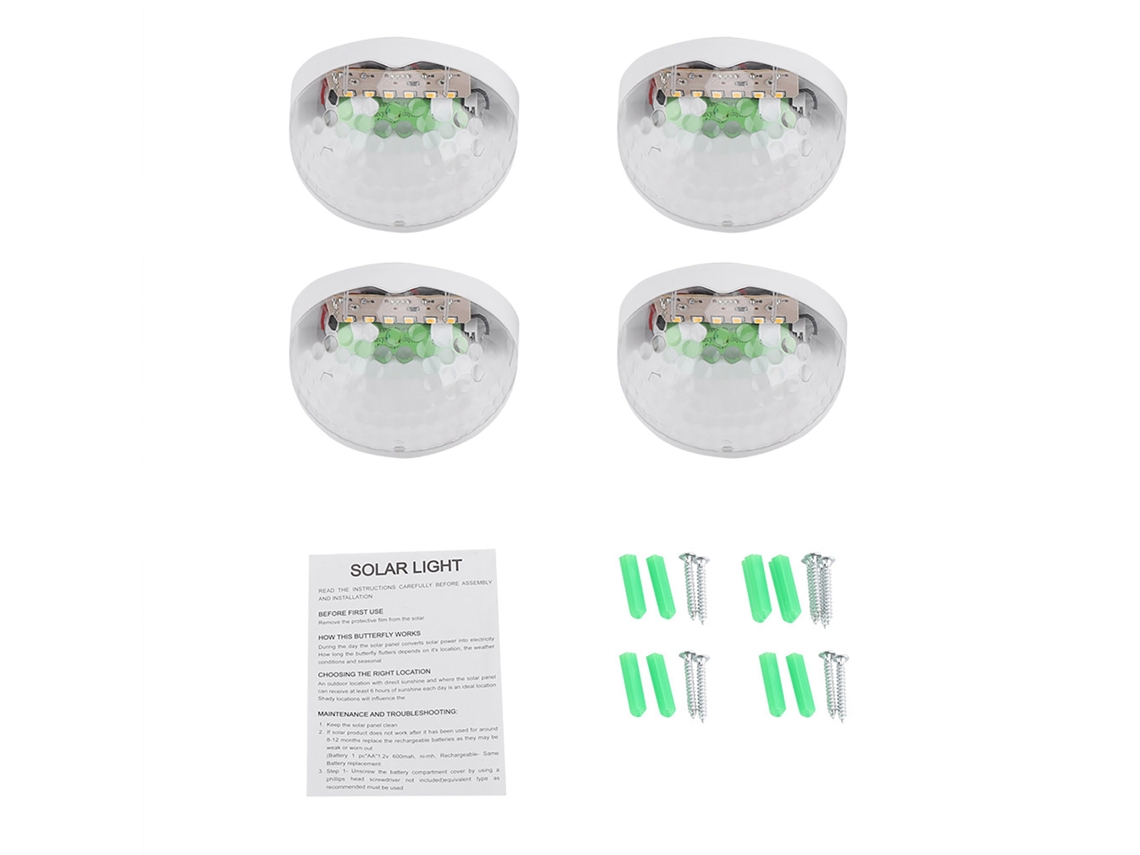 2026 4 Peças de Luzes Led Solares Exteriores Impermeáveis para Parede do Pátio (branco)
