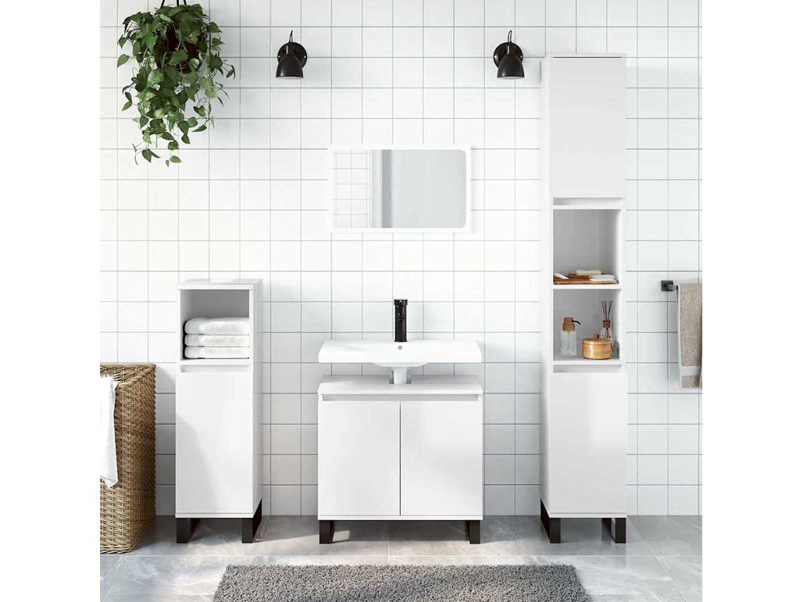 Gabinete Banheiro 58x33x60 Cm Deriv. Madeira Branco Brilhante Lovely Home