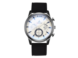 Reloj De Cuarzo Para Hombre Con Correa De Cuero Pu, Dial De Tres Ojos, Estilo Fashion Y Casual