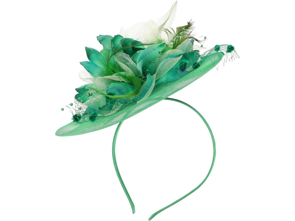 Nuobesty Mini Chapéu Fascinator Verde De Tule E Penas, Acessório De Cabeça Elegante Com Presilha