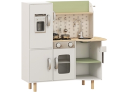 Cozinha Infantil Para Crianças De 3 A 8 Anos, Brinquedo De Faz De Conta Com Máquina De Gelo E Pia Móvel De Aço Inoxidável, 84 X 34 X 89 Cm, Branca.
