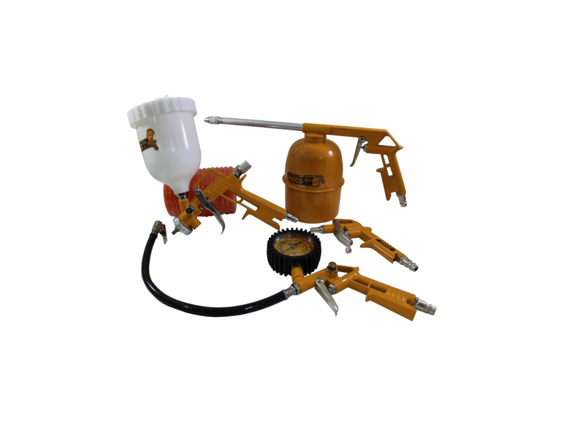 Jogo De Pistolas P/ Compressor Ingco - Copo Super. Plástico (5pçs)