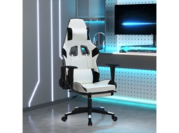 Vidaxl Cadeira Gaming C/ Apoio P/ Pés Couro Artificial Preto E Branco