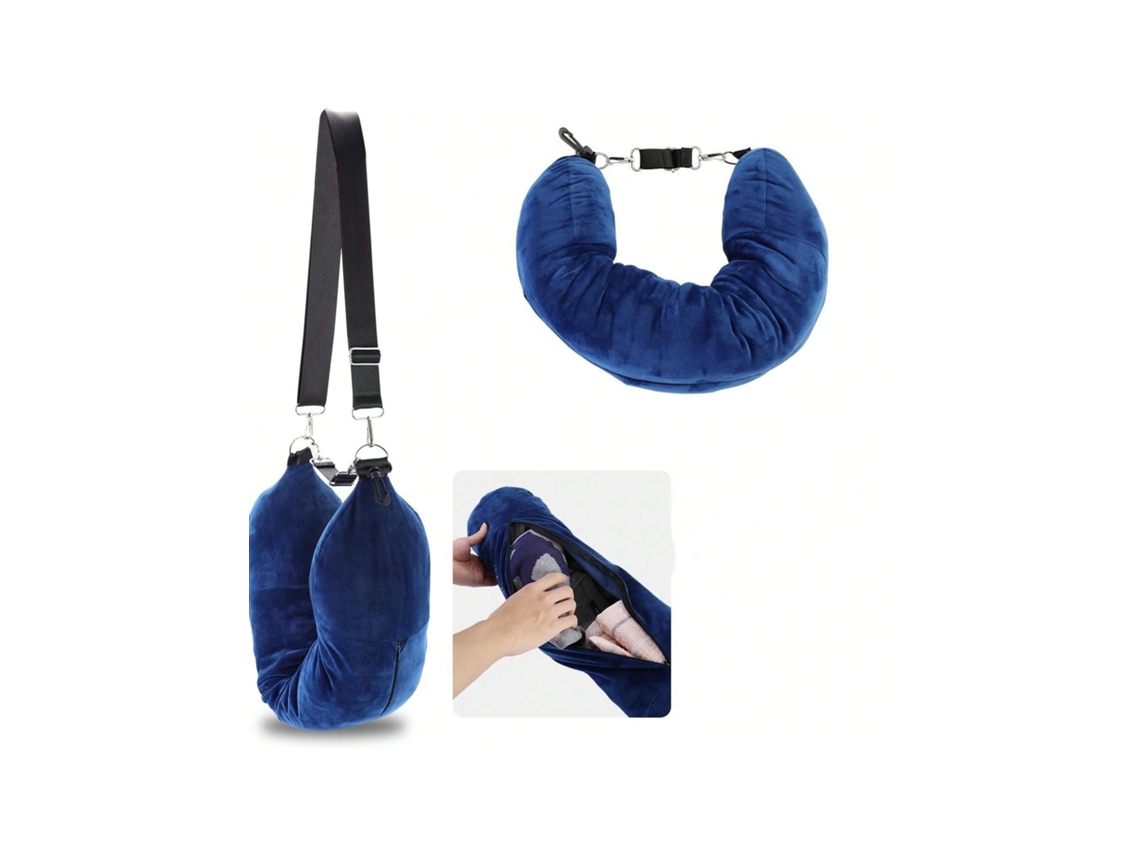 Travesseiro De Viagem Portátil Com Suporte Para O Pescoço, Recarregável E Multifuncional Com Bolsa De Arrumação. Igvtrade