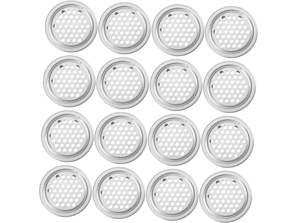 20 Peças De Tampões De Ventilação Redondos Em Aço Inoxidável Prateado Para Móveis