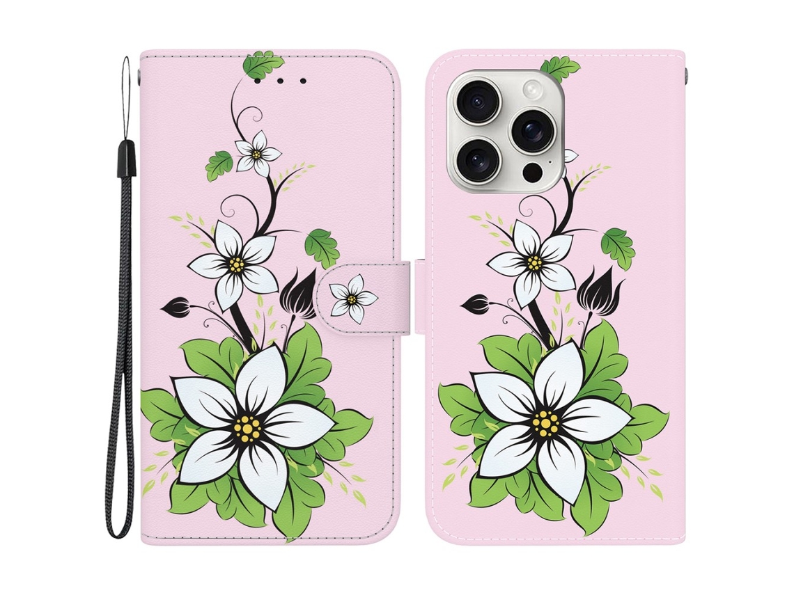 Capa Em Couro Pu Para Apple Iphone 16 Pro Max - Lírio
