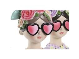 Figura Decorativa Home Esprit Azul Cor De Rosa Mulher 14,5 X 10,5 X 20 Cm (2 Unidades)