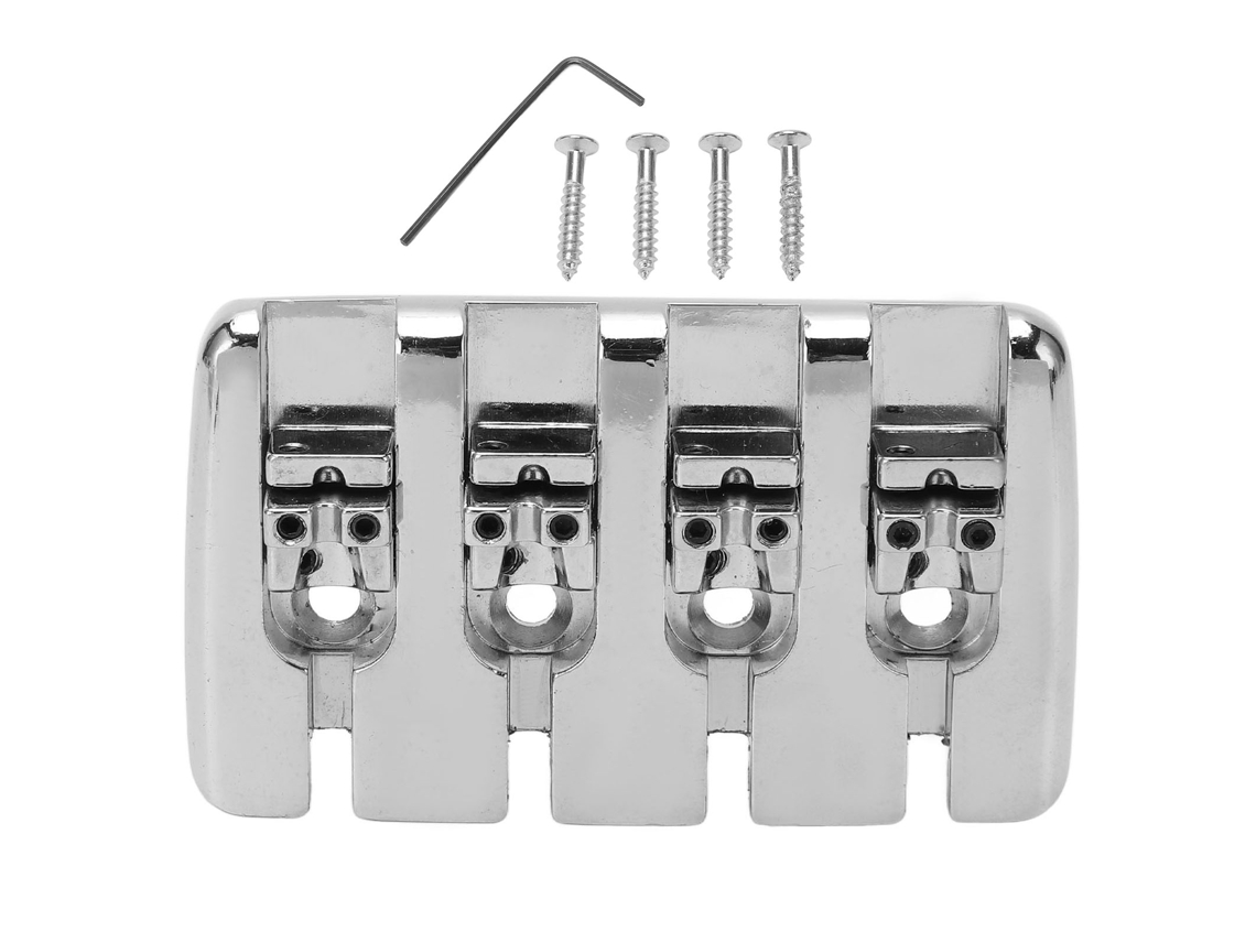 Ponte Metálica para Guitarra de 4 Cordas, Ponte para Baixo Elétrico, Peça de Reposição, Acessórios para Instrumentos de Corda AQUAFORGE