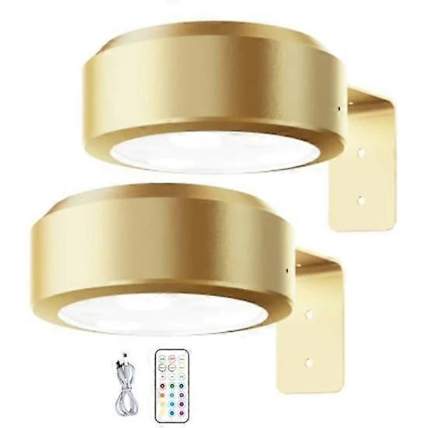 Conjunto de luminárias de parede BRILVIBERA Semi Fio com controle remoto, ajustáveis, alimentadas por bateria, 13 núcleos RGB (2 peças)