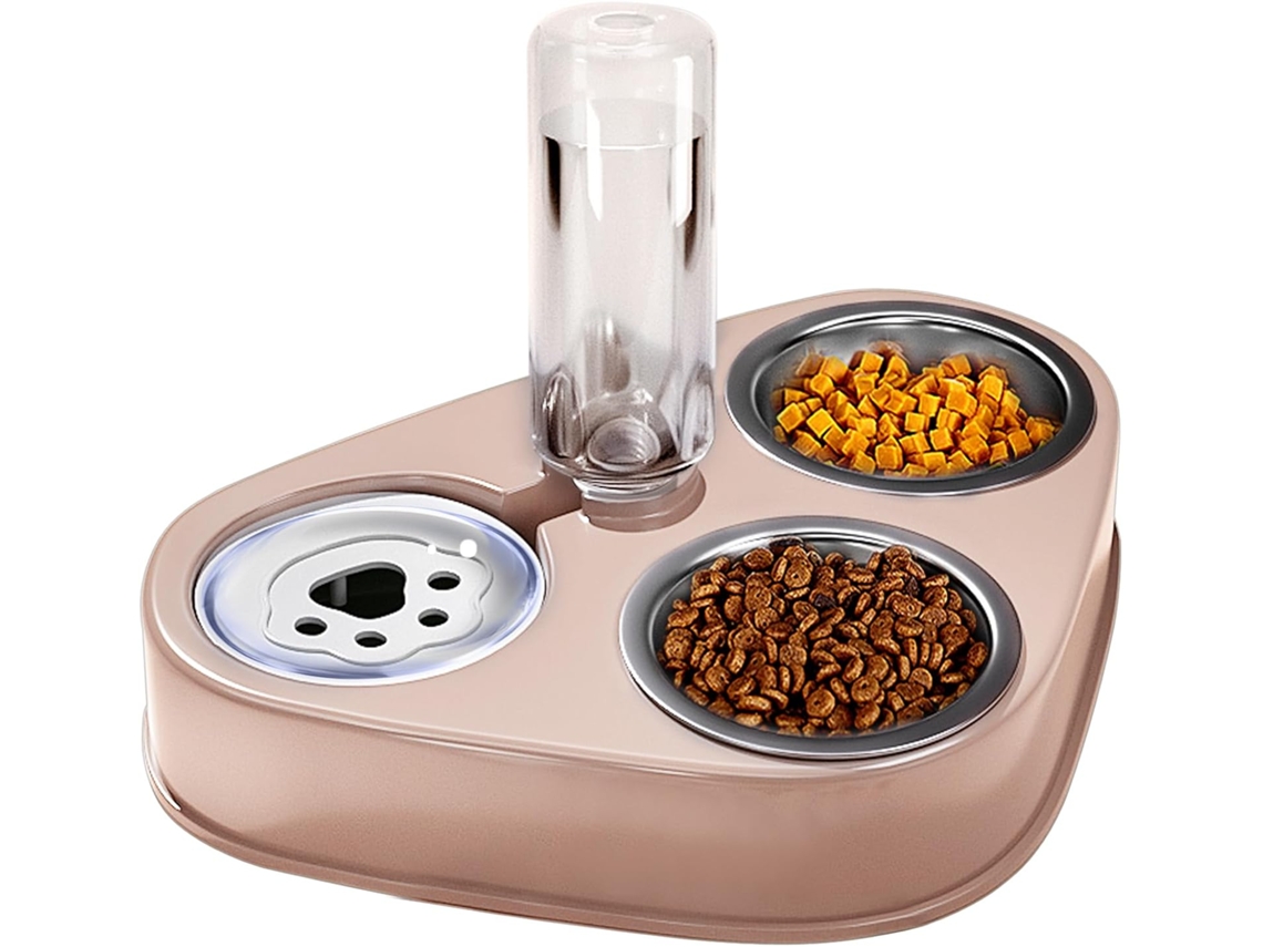 Tigelas Duplas 3 em 1 em Aço Inoxidável para Gatos com Suporte, Removível para Ração, Rosa AQUAFORGE