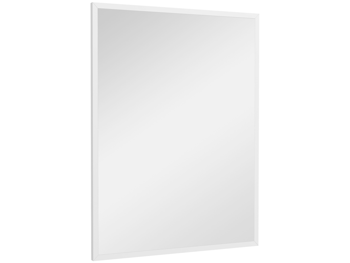 Espelho De Parede Retangular Com Ganchos, Em Vidro E Mdf, 60x80 Cm, Branco