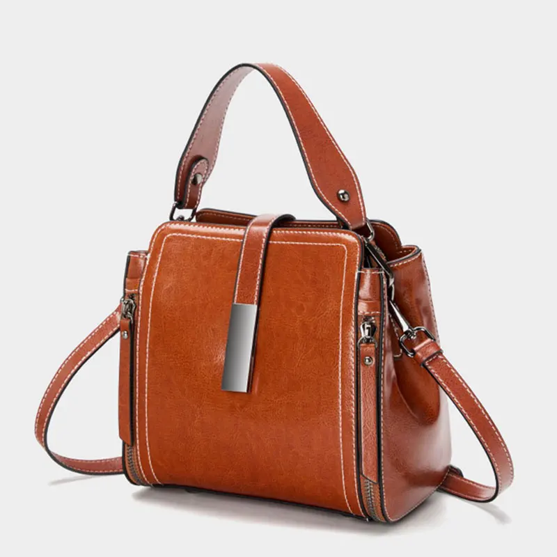 (3032-marrom) Bolsa Feminina De Alta Qualidade, Estilo De Designer De Luxo, Bolsa De Ombro Feminina Em Couro Bovino De Camada Dupla.