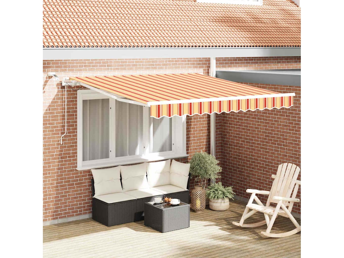 Vidaxl Toldo Retrátil Amarelo E Laranja 350 X 250 Cm Poliéster