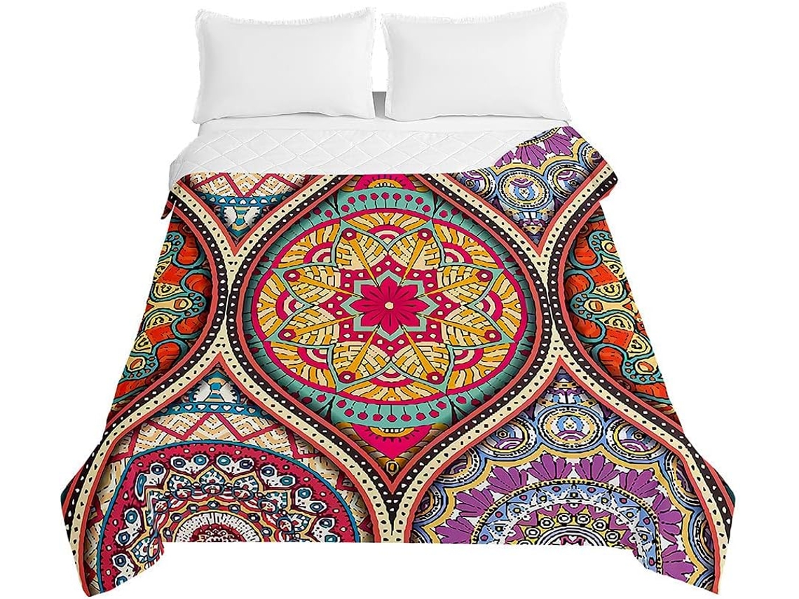 Colcha Acolchoada Fansu Capa de Cama Manta para Ar Condicionado Edredom Conjunto Sofá com Estampa Mandala Boho