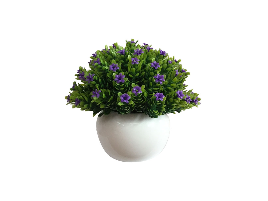 Planta Meia-Lua Artificial com Vaso de Cipreste Artificial (Roxo)