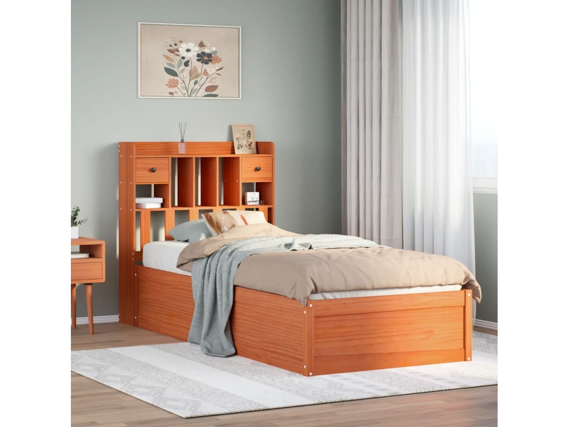 Cama Sem Colchão 90x200 Cm Pinho Maciço Castanho-mel