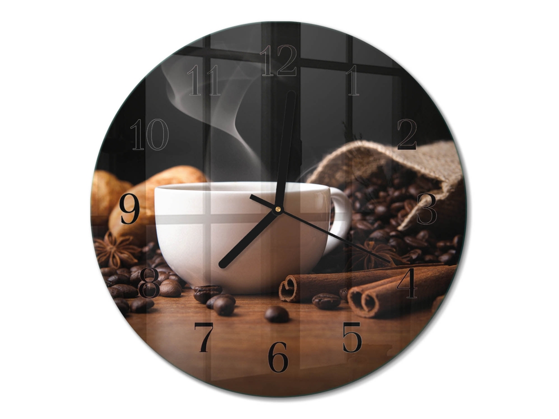 Relógio De Parede De Vidro Café Espelharte (30 Cm)