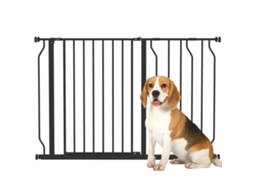 Barreira de Segurança para Cães Extensível para Escadas e Portas 75 115 Cm com 2 Extensões e 10 20 Cm Altura 76 Cm Preto Ge