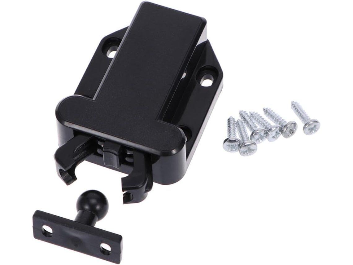 2 Peças De Trava Porta Automática Plástico Preto Para Gavetas E