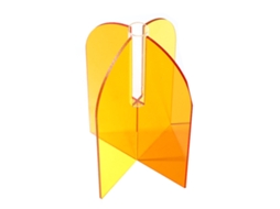 Vaso geométrico minimalista Baok em acrílico para sala de estar, laranja e amarelo, 20x15x2cm