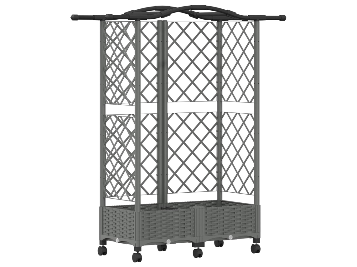 Conjunto 1 Canteiro De Jardim Elevado Vidaxl Cinzento-claro Polipropileno (124 X 40 X 129 Cm)