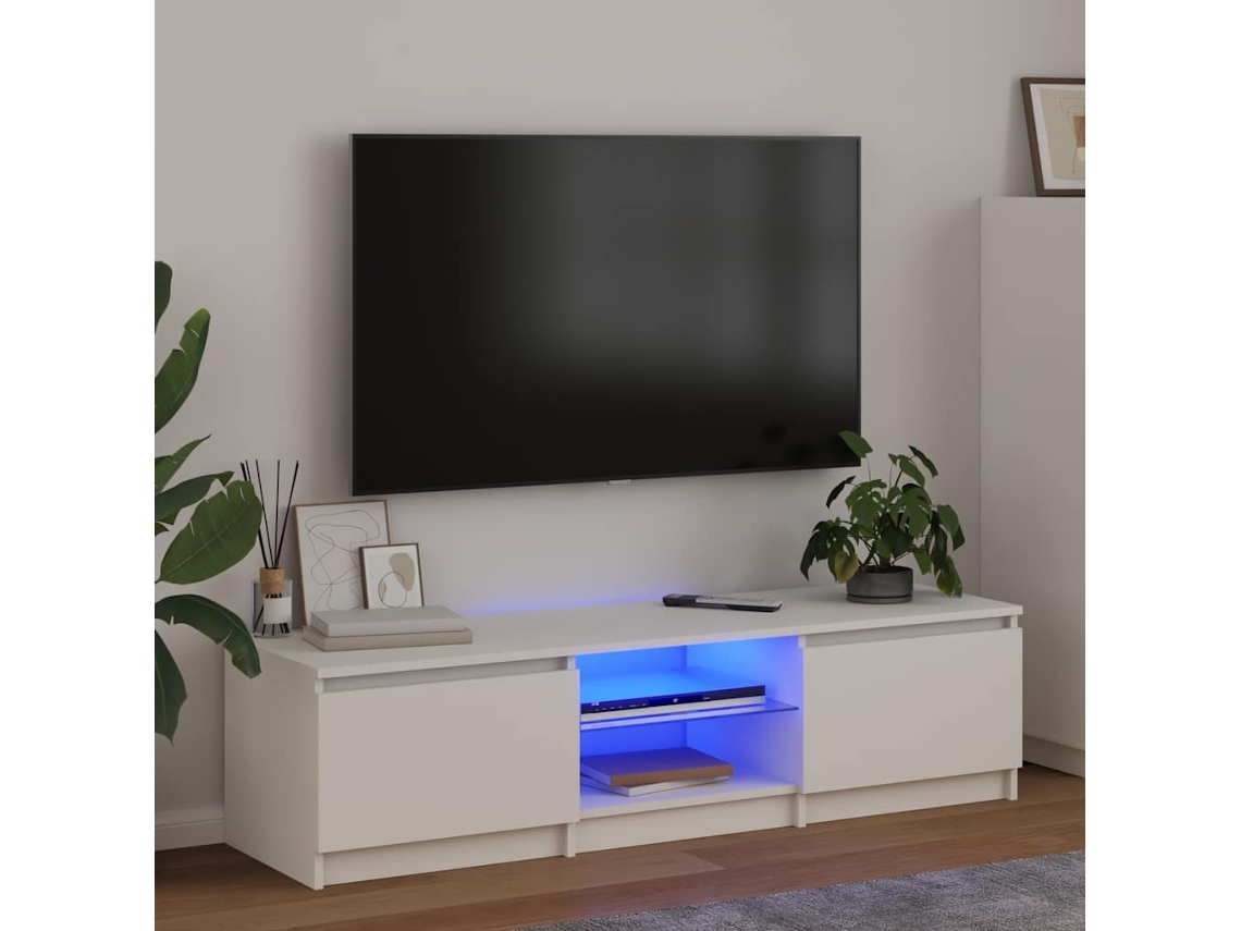 Vidaxl Móvel De Tv Com Luzes Led 140x40x36 Cm Branco