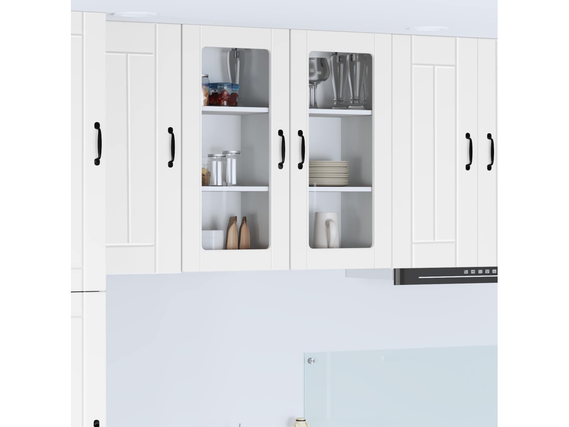 Vidaxl Armário De Vidro De Parede Lucca 2 Unid. Branco