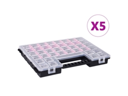 Vidaxl Caixas Com Divisórias Ajustáveis 5 Pcs 385x283x50 Mm Plástico