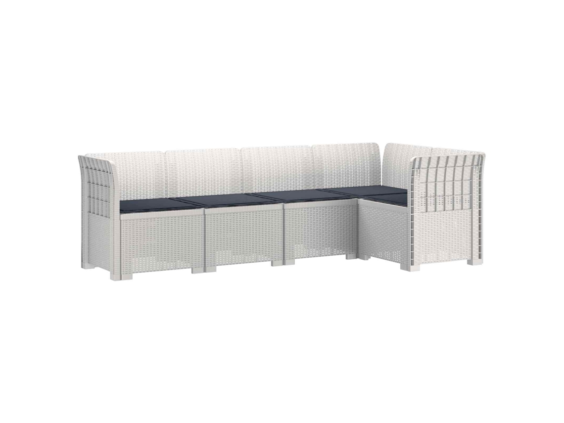 Vidaxl Sofá De Jardim De 5 Pessoas Com Almofadas Visual De Rattan Pp