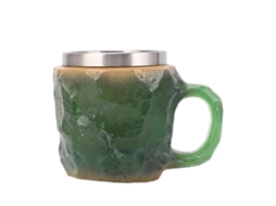 Taza De Café De Cristal Mineral Imitado 320ml Lujo Decorativa Con Liner De Acero Inoxidable Para Hogar Oficina Verde