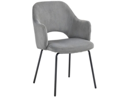 Cadeira De Jantar Estofada Veludo Cotelê Concha Metal Cinza Com Almofada Para Os Pés-estilo E Conforto Para Sua Mesa