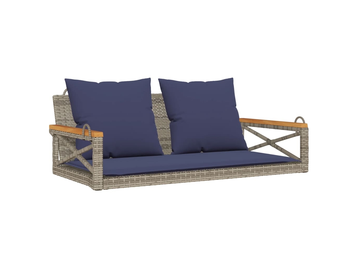 Maison Exclusive - Banco Baloiço Com Almofadões 109x62x40 Cm Vime Pe Cinzento